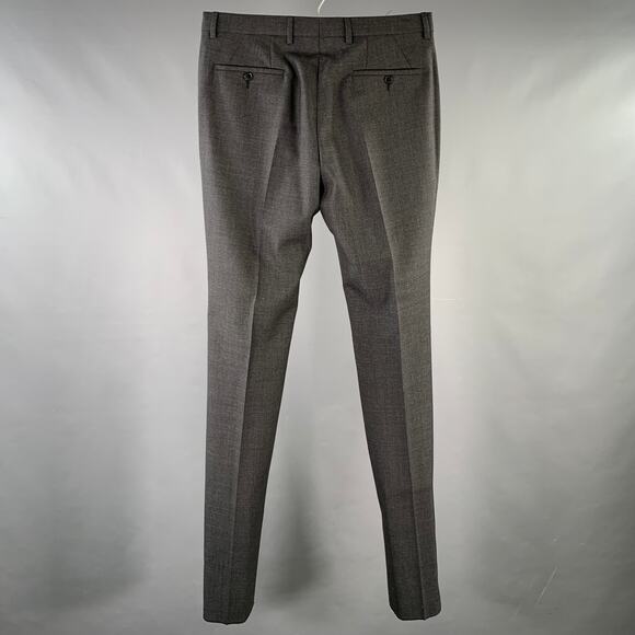 CALVIN KLEIN COLLECTION Size 32 Charcoal Grid Wool Flat Front Dress Pants - Picture 3 of 8